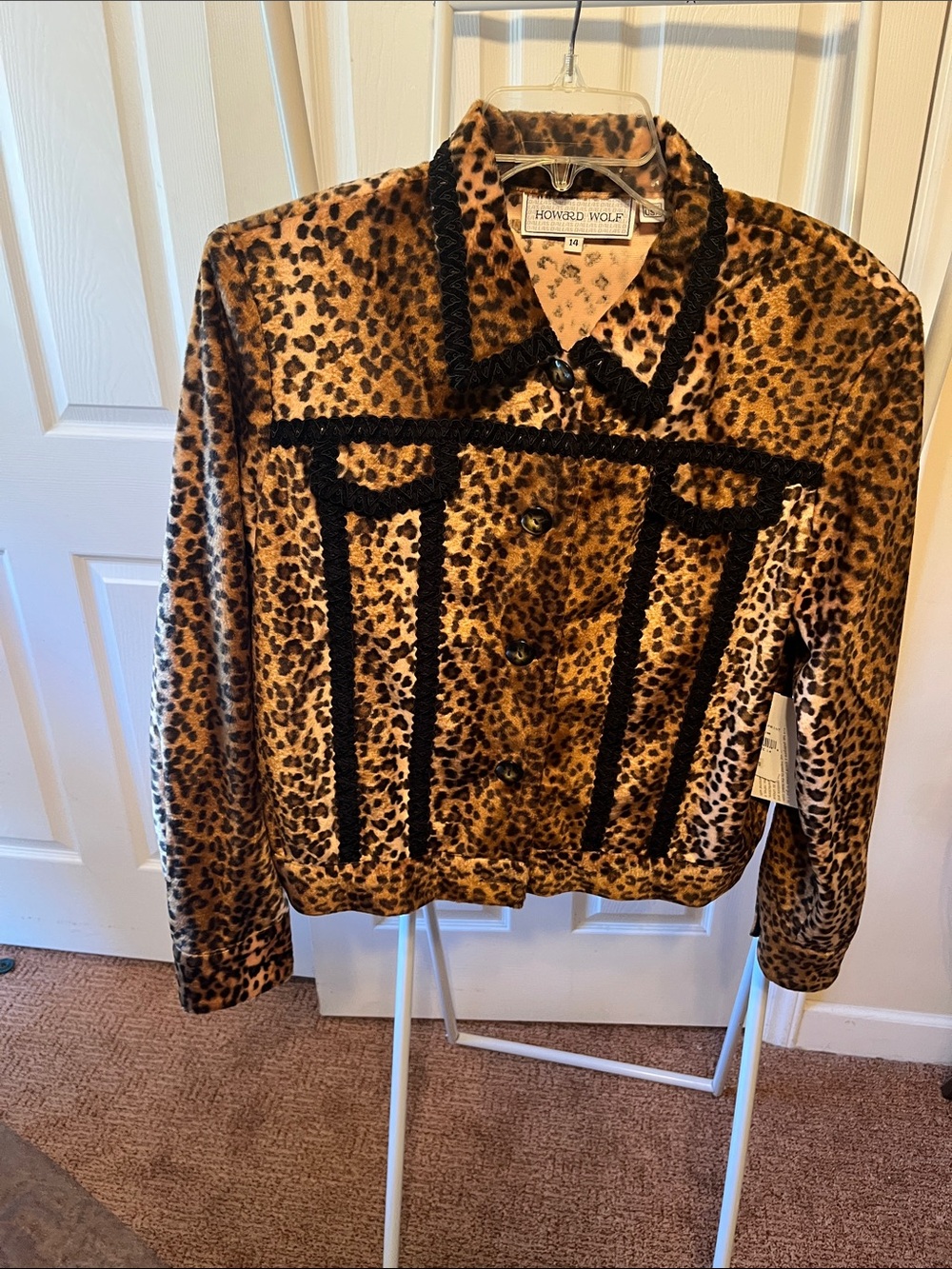 Howard Wolf Leopard Print Jacket with Black Trim PTP 23”